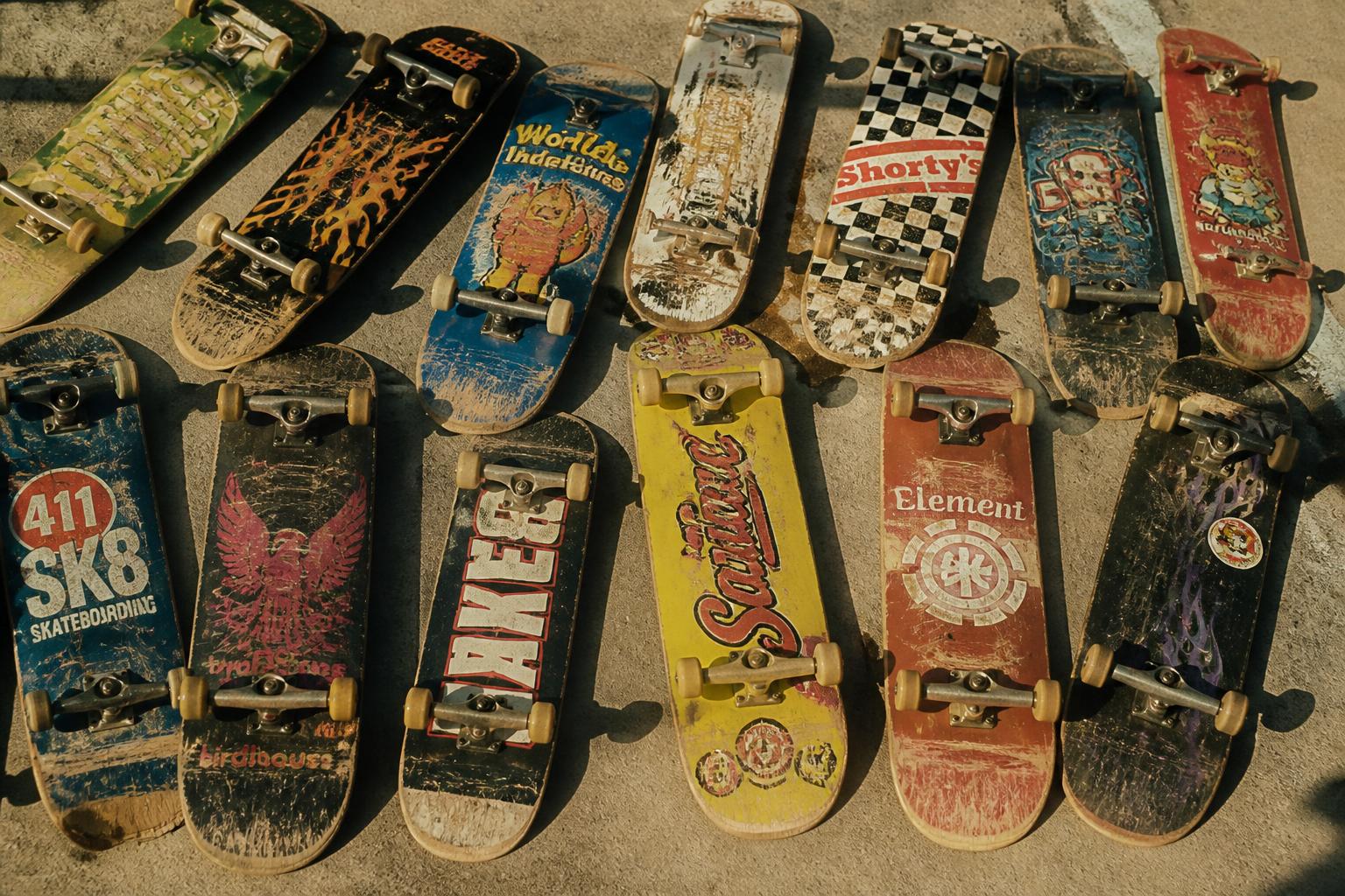 Collection of vintage skateboards
